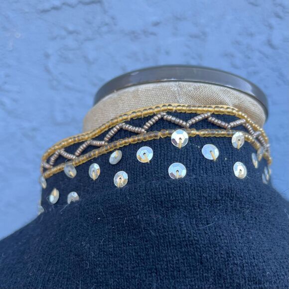 Vintage 60s Beaded Angora Sweater Black Sequin Evening Cardigan - Picture 8 of 9